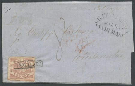 4.3.1859, Lettera Partita da Napoli diretta a Civitavecchia viaggiata per via...