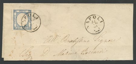 22.07.1861, gran parte di lettera affrancata tramite un 2gr Indaco chiaro...