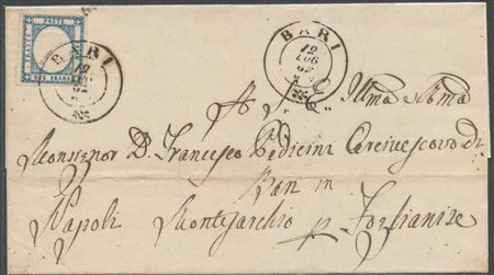 12.07.62, lettera da Bari per Foglianese affrancata con un 2gr. N.20c Azz....