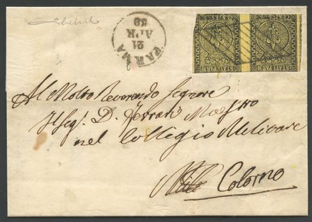 21.04.1859, Lettera spedita da Parma per Colorno affrancata per 10 centesimi,...