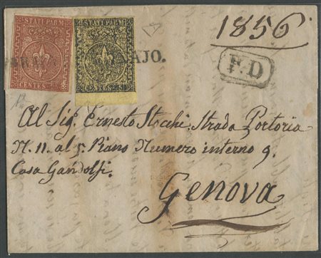 10.05.1856, Lettera da parma per Genova con affrancatura mista I° e II°...