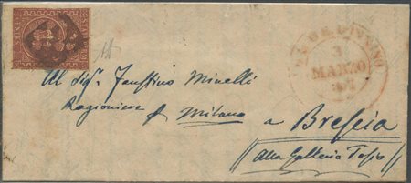 03.03.1857, Lettera da B. S. Donnino per Brescia affrancata con un 25c. N.8...