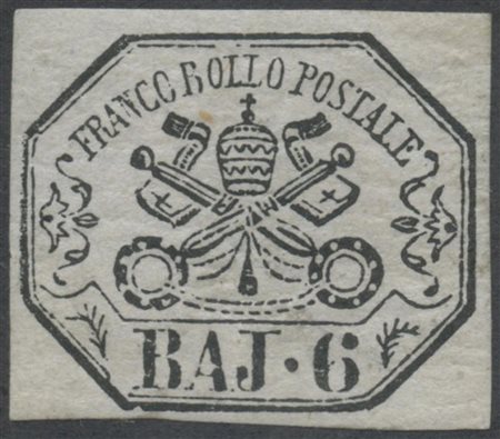 1852, 6baj Grigio Azzurrastro N.7b nuovo con gomma MLH. (traccia di linguella...