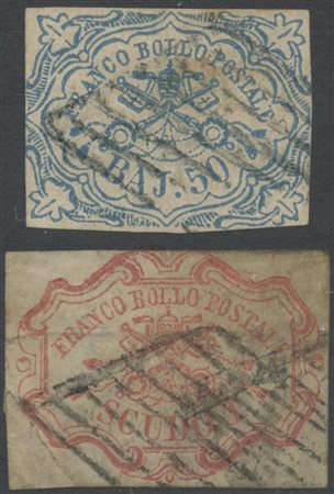 1852, 50baj e 1 Scudo N.10 e 11 usati. Il n. 10 è in ottime condizioni con il...