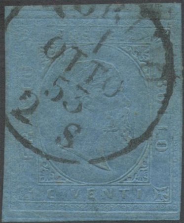 1.10.1853, N.5 Azzurro usato il I° giorno ufficiale per la II° emissione di...