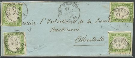 19.9.1859, Lettera da Chambery per Albertville affrancata tramite 4 valori da...