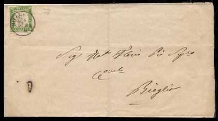23.1.1858, Lettera da Biella per Breglio affrancata tramite un 5c. Verde...