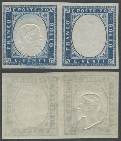 1861, 20c, N.15Db Celeste Grigiastro, coppia nuova gomma integra. Il...