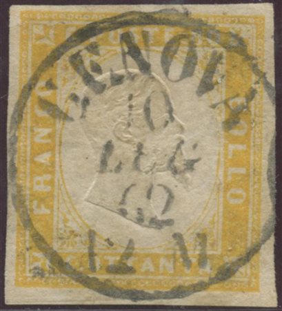 1862, 80c. Giallo N.17Da, usato. (A+) (A.Diena)