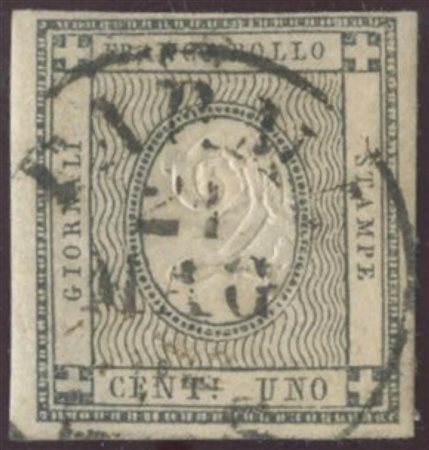 1861, 1c. Grigio nero con impressione della cifra ''2'' invece di ''1'',...