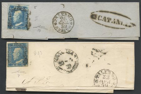1859, Due interessanti frammenti di lettera, entambe affrancate tramite un...