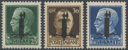 1944, R.S.I. - SAGGI - 25c.,30c.,1,25L. Con soprastampa del tipo 'I' in nero,...