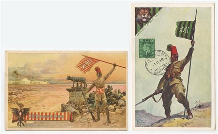 II Guerra Mondiale, Cartoline illustrate ''Coloniali''. 2 pezzi viaggiati....