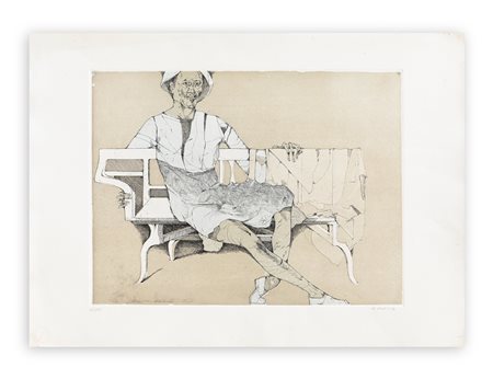 KARL PLATTNER (1919-1986) - Donna sulla panchina, 1973