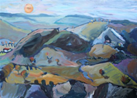 TIRALONGO FRANCO AVOLA (SIRACUSA) 1942 Paesaggio collinare Olio su tela...