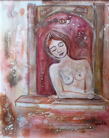 ROWLIA FRANCO ROMA (ROMA) 1929 Donna alla finestra con dedica Olio su tela...