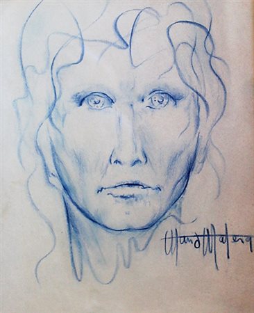 MATERA MARIO ANDRIA (BARI) 1968 Volto di uomo Disegno 31,00x23,00 Certificato...