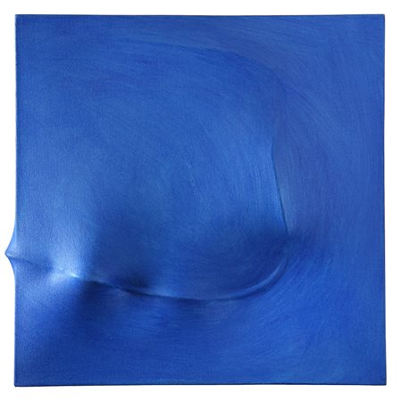 AGOSTINO BONALUMI (1935-2013) Azzurro 1991 tela estroflessa cm 30x30 firmato...