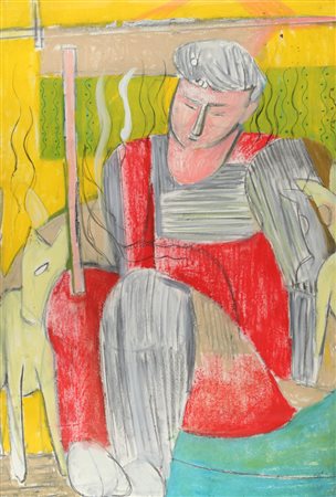 SANDRO CHIA (1946-) #5 1989 tecnica mista su carta cm 196x129 firmata e...