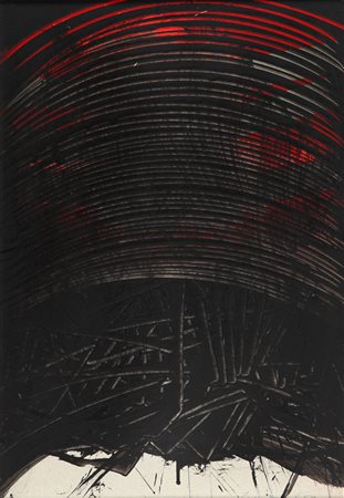 EMILIO SCANAVINO (1922-1986) Fittissimo 1967 acrilici su carta applicati su...