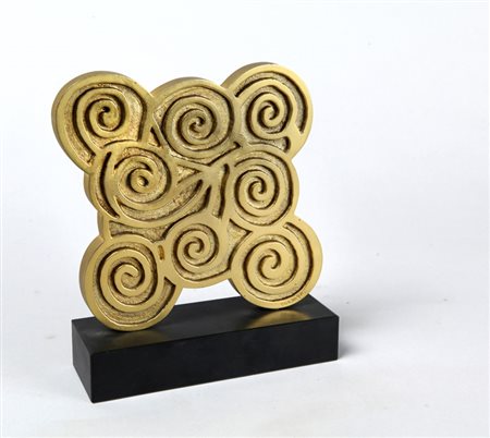 PIETRO CONSAGRA (1920-2005) Senza titolo 1987 bronzo dorato cm 15x15,5...