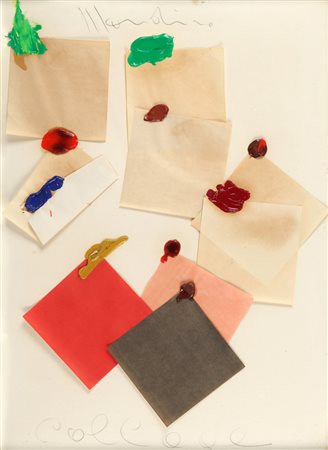 ALDO MONDINO (1938-2005) Collage 1970 tecnica mista cm 70x50 firmato in alto...