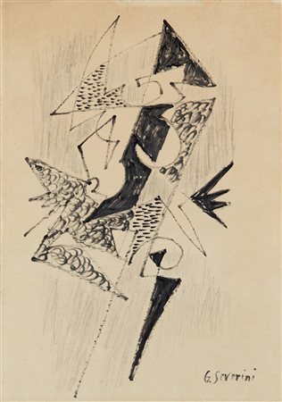 GINO SEVERINI (1883-1966) Senza Titolo pennarello su carta cm 34x24 firmato...