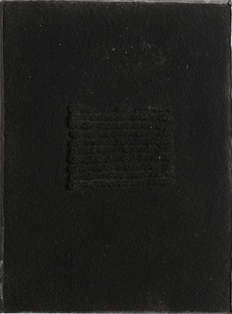 PIERPAOLO CALZOLARI (1943-) Senza titolo 1973 sale bruciato, piombo e legno...