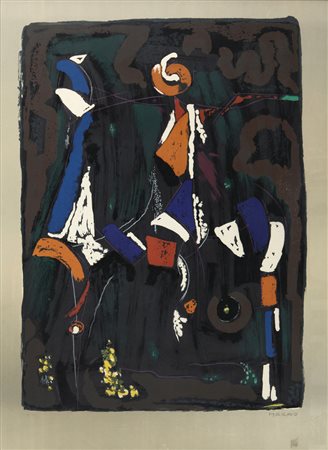 MARINO MARINI (1901-1980) Cavaliere colorato litografia cm 94x68 esemplare...