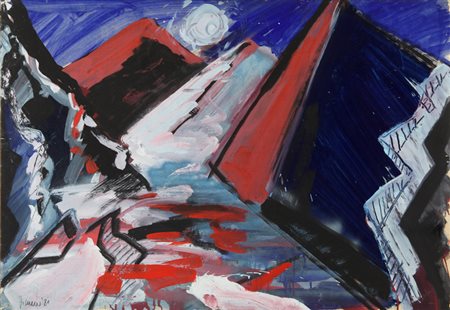 BERND ZIMMER (1948-) Senza titolo 1981 tempera su carta applicata su tela cm...