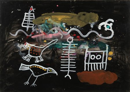 ALAN DAVIE (1920-) Homage to.. tecnica mista su carta cm 59x84 firmato e...