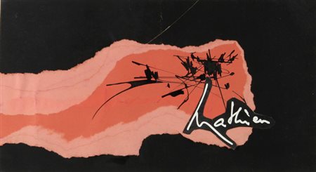 GEORGES MATHIEU (1921-2012) Senza titolo collage cm 22,5x41 firmato in basso...