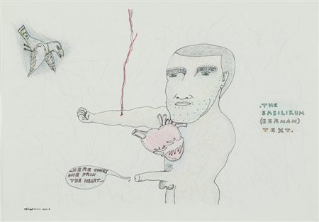 TONEL (1958-) Basilikum (German) Text 1993 tecnica mista su carta cm...