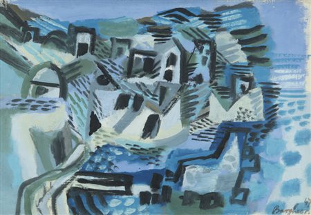 BARGHEER EDUARD (1901-1979) Senza titolo 1947 olio su tela cm 48x70 firmato e...