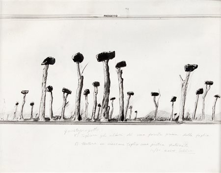 NUBUO SEKINE (1942-) Progetto 1970 china su carta cm 24,5x19,5 firmato e...