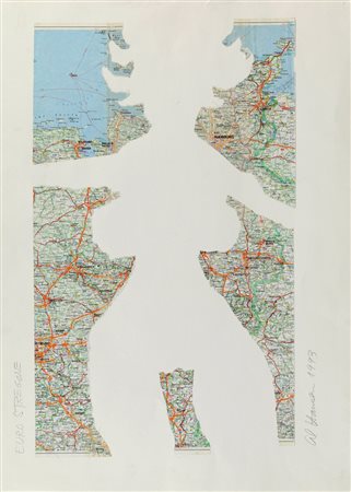 AL HANSEN (1927-1995) Euro Stagione 1993 collage a strappo su cartoncino cm...