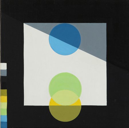 JOEL STEIN (1926-2012) Ete' 1993 Blue au matin avec jaune et vert acrilico su...