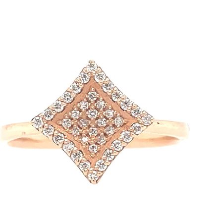 ANELLO IN ORO ROSA 14K 2.00 GR CON DIAMANTE 0.18 CT COLORE F PUREZZA VS - E78R