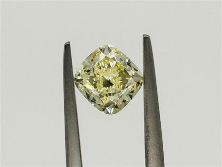 DIAMANTE 1,63 CT NATURAL FANCY GIALLO CHIARO - VVS1 - TAGLIO CUSCINO -...