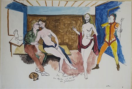 Renato Guttuso, Im frauenhaus Vom Meister mit den Baudrollen XV Jahrhundert, 1971