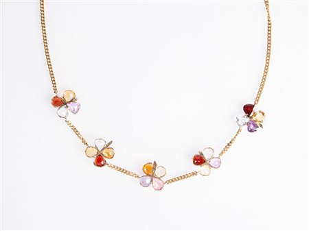  
Girocollo a fiori in oro e tormaline 
 cm 37