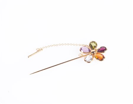  
Spilla in oro e tormaline 
 Lunghezza cm 6