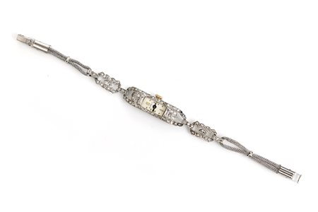  
Orologio polso donna anni '30 in oro e diamanti 
 Lunghezza cm 17