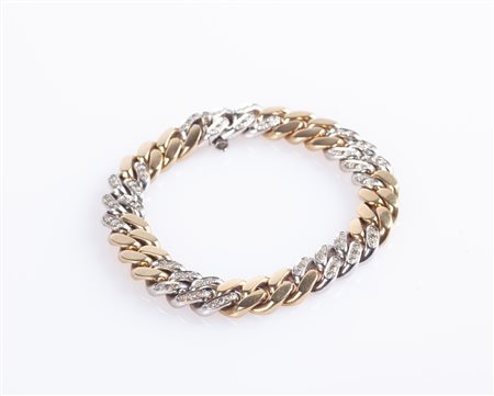  
Pomellato - bracciale a maglia groumette in oro e brillanti 
 cm 17