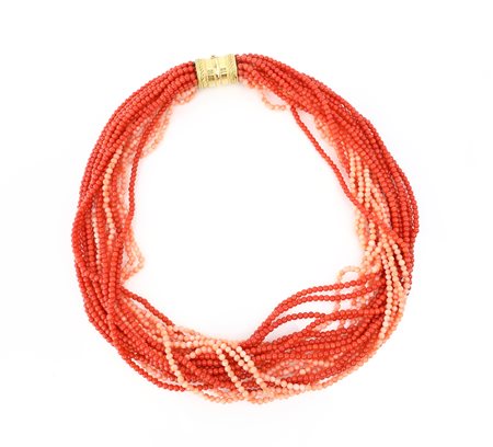  
Torchon in corallo rosso e rossa e oro 
 lunghezza cm 45