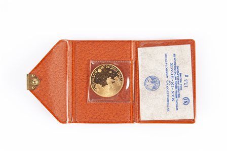 Medaglia commemorativa in oro 900/000 Allunaggio Apollo 11 1969 Entro...