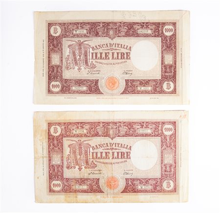 Lotto 2 banconote da Mille Lire Repubblica Italiana