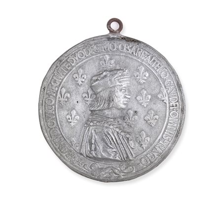 Medaglia Luigi XII Re di Francia e Anna di Bretagna - Fusione posteriore in...