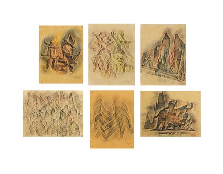  GIANDANTE X (1900 - 1984) - Lotto composto da n. 6 disegni.