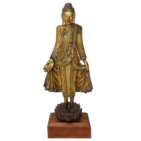 Buddah in legno birmano, Fine 19th, Inizi 20° secolo